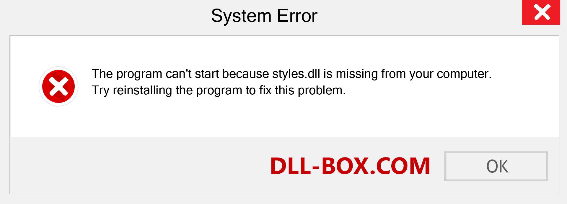  styles.dll file is missing?. Download for Windows 7, 8, 10 - Fix  styles dll Missing Error on Windows, photos, images